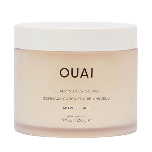 OUAI Scalp & Body Scrub, Melrose Place - Exfoliating Body Scrub with Sugar & Coconut Oil Blend for Smooth, Moisturized Skin - Gentle Scalp Scrub for Removing Product Build Up (8.8 Oz)