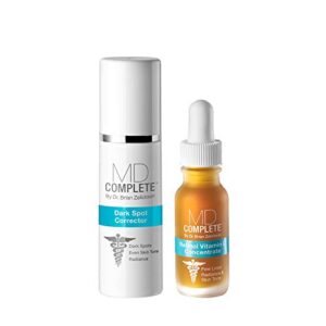 MD Complete Dark Spot Retinol Duo | Professional Dermatologist Dark Spot Correction | includes Dark Spot Corrector 1.0 fl oz and Retinol Vitamin C Concentrate Serum 0.5 fl oz| Set of Two MD Complete Dark Spot Retinol Duo | Professional Dermatologist Dark Spot Correction | includes Dark Spot Corrector 1.0 fl oz and Retinol Vitamin C Concentrate Serum 0.5 fl oz| Set of Two