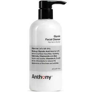 Anthony Glycolic Facial Cleanser for Men – Daily Cleansing Face Wash and Shave Prep – Hydrating, Exfoliating, and Gentle on Sensitive Skin – Non-foaming, 16 Fl Oz Anthony Glycolic Facial Cleanser for Men – Daily Cleansing Face Wash and Shave Prep – Hydrating, Exfoliating, and Gentle on Sensitive Skin – Non-foaming, 16 Fl Oz