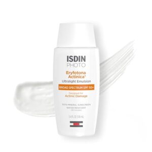 ISDIN Eryfotona Actinica Zinc Oxide and 100% Mineral Sunscreen Broad Spectrum SPF 50+, No White Cast, Suitable for Sensitive Skin, 3.4 Fl Oz ISDIN Eryfotona Actinica Zinc Oxide and 100% Mineral Sunscreen Broad Spectrum SPF 50+, No White Cast, Suitable for Sensitive Skin, 3.4 Fl Oz