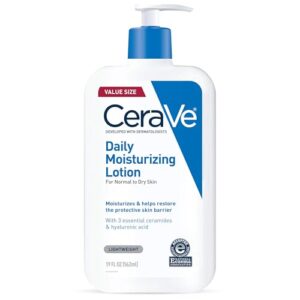 CeraVe Daily Moisturizing Lotion for Dry Skin | Body Lotion & Face Moisturizer with Hyaluronic Acid and Ceramides | Daily Moisturizer | Fragrance Free | Oil-Free | 19 Ounce CeraVe Daily Moisturizing Lotion for Dry Skin | Body Lotion & Face Moisturizer with Hyaluronic Acid and Ceramides | Daily Moisturizer | Fragrance Free | Oil-Free | 19 Ounce