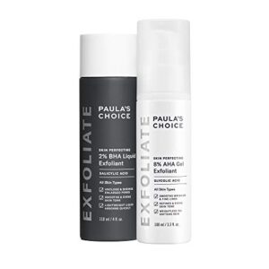 Paula's Choice SKIN PERFECTING 8% AHA Gel Exfoliant & 2% BHA Liquid Duo – Facial Exfoliants for Blackheads, Enlarged Pores, Wrinkles, and Fine Lines w/Glycolic and Salicylic Acid Paula's Choice SKIN PERFECTING 8% AHA Gel Exfoliant & 2% BHA Liquid Duo – Facial Exfoliants for Blackheads, Enlarged Pores, Wrinkles, and Fine Lines w/Glycolic and Salicylic Acid