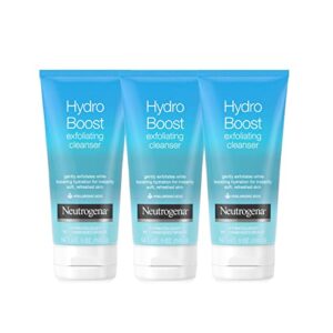 Neutrogena Hydro Boost Gentle Exfoliating Daily Facial Cleanser with Hyaluronic Acid, Clinically Proven to Increase Skin's Hydration Level, Non-Comedogenic Oil-, Soap- & Paraben-Free, 5 Oz, 3 Pack Neutrogena Hydro Boost Gentle Exfoliating Daily Facial Cleanser with Hyaluronic Acid, Clinically Proven to Increase Skin's Hydration Level, Non-Comedogenic Oil-, Soap- & Paraben-Free, 5 Oz, 3 Pack