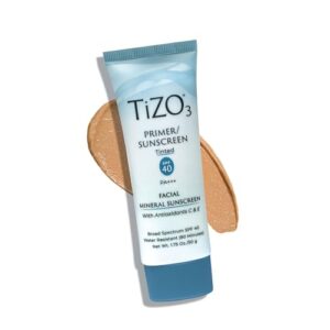TiZO3 Facial Mineral Sunscreen and Primer, Tinted Broad Spectrum SPF 40 with Antioxidants, Sheer matte finish, Fragrance-Free, Oil-Free, Dermatologist-recommended, PA+++ 1.75 oz TiZO3 Facial Mineral Sunscreen and Primer, Tinted Broad Spectrum SPF 40 with Antioxidants, Sheer matte finish, Fragrance-Free, Oil-Free, Dermatologist-recommended, PA+++ 1.75 oz