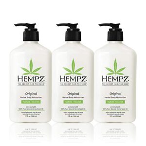 Hempz Original, Natural Hemp Seed Oil Body Moisturizer with Shea Butter and Ginseng, 17 Fl Oz, 3 Pack Bundle – Pure Herbal Skin Lotion for Dryness – Nourishing Vegan Body Cream in Floral and Banana Hempz Original, Natural Hemp Seed Oil Body Moisturizer with Shea Butter and Ginseng, 17 Fl Oz, 3 Pack Bundle – Pure Herbal Skin Lotion for Dryness – Nourishing Vegan Body Cream in Floral and Banana