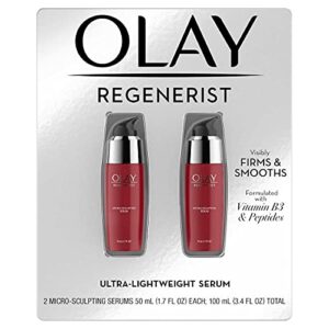 Olay Regenerist Micro-Sculpting Serum, 2-Pack, Ultra-Lightweight Anti-Aging Moisturizer, 100ml (3.4 FL OZ) Total Olay Regenerist Micro-Sculpting Serum, 2-Pack, Ultra-Lightweight Anti-Aging Moisturizer, 100ml (3.4 FL OZ) Total