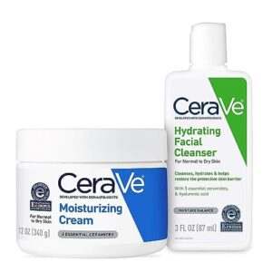 CeraVe Moisturizing Cream and Hydrating Face Wash Trial Combo | 12oz Cream + 3oz Travel Size Cleanser CeraVe Moisturizing Cream and Hydrating Face Wash Trial Combo | 12oz Cream + 3oz Travel Size Cleanser