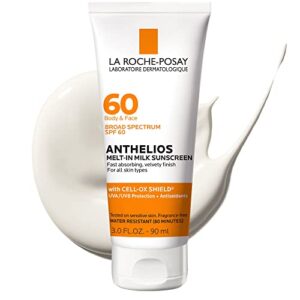 La Roche-Posay Anthelios Melt-In Milk Sunscreen SPF 60 | Sunscreen For Body & Face | Broad Spectrum SPF + Antioxidants | Oil Free Sunscreen Lotion | Lightweight & Fast Absorbing | Oxybenzone Free La Roche-Posay Anthelios Melt-In Milk Sunscreen SPF 60 | Sunscreen For Body & Face | Broad Spectrum SPF + Antioxidants | Oil Free Sunscreen Lotion | Lightweight & Fast Absorbing | Oxybenzone Free