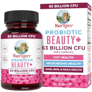 Probiotic Beauty Capsules by MaryRuth's | Collagen Boost | 1 Month Supply | Vegan Collagen & Probiotic Capsules for Hair, Skin, and Nails | with Biotin for Adults | Non-GMO | Gluten Free | 60 Count Probiotic Beauty Capsules by MaryRuth's | Collagen Boost | 1 Month Supply | Vegan Collagen & Probiotic Capsules for Hair, Skin, and Nails | with Biotin for Adults | Non-GMO | Gluten Free | 60 Count