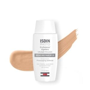 ISDIN Eryfotona Ageless Tinted Mineral Sunscreen for Face, SPF 50 Zinc Oxide Formula Helps Repair Sun Damage, 1.7 Fl.Oz. Travel-Size Tube, Water Resistant and Non-comedogenic ISDIN Eryfotona Ageless Tinted Mineral Sunscreen for Face, SPF 50 Zinc Oxide Formula Helps Repair Sun Damage, 1.7 Fl.Oz. Travel-Size Tube, Water Resistant and Non-comedogenic