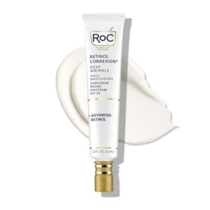 RoC Retinol Correxion Deep Wrinkle Daily Face Moisturizer with Sunscreen SPF 30, Skin Care for Fine Lines, Dark Spots, Post-Acne Scars, Stocking Stuffers for Men & Women, 1 Ounce (Packaging May Vary) RoC Retinol Correxion Deep Wrinkle Daily Face Moisturizer with Sunscreen SPF 30, Skin Care for Fine Lines, Dark Spots, Post-Acne Scars, Stocking Stuffers for Men & Women, 1 Ounce (Packaging May Vary)