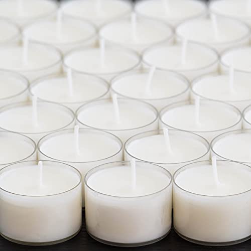 Stonebriar Bulk 96 Pack Unscented Smokeless Long Burning Clear Cup Tea Light Candles with 8 Hour Extended Burn Time, White - Image 7