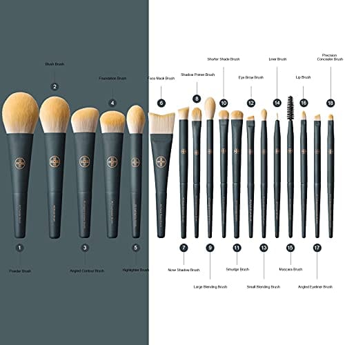 EIGSHOW Makeup Brushes 18pcs Professional Makeup Brush Travel Set with Eco Cylinder 2Cups Holder, Premium Synthetic Foundation Powder Concealer Blush Blending Eye Lip Brush Kit - Cruelty Free - Image 2