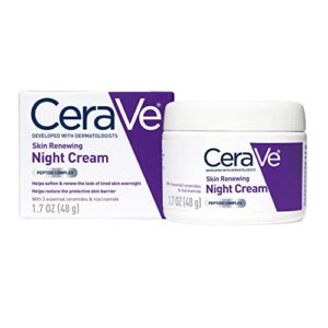 CeraVe Skin Renewing Night Cream | Niacinamide, Peptide Complex, and Hyaluronic Acid Moisturizer for Face | 1.7 Ounce, Packaging may Vary CeraVe Skin Renewing Night Cream | Niacinamide, Peptide Complex, and Hyaluronic Acid Moisturizer for Face | 1.7 Ounce, Packaging may Vary