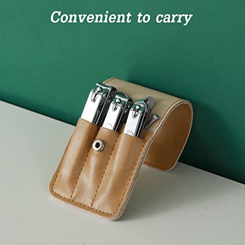 Nail Clipper Set, 6 Pcs Toenail Clippers, Stainless Steel Fingernail Clipper, and PU Leather Manicure Set, Gift Ideas (Beige) - Image 5