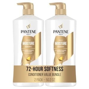 Pantene Daily Moisture Renewal Conditioner Twin Pack with Hair Mask Treatment, Pro-V Hydration for Dry Damaged Hair, Long-Lasting Softness, Safe for Color-Treated Hair, 25.1 Fl Oz Each, 2 Pack Pantene Daily Moisture Renewal Conditioner Twin Pack with Hair Mask Treatment, Pro-V Hydration for Dry Damaged Hair, Long-Lasting Softness, Safe for Color-Treated Hair, 25.1 Fl Oz Each, 2 Pack