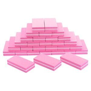 Diesisa Buffer Block Nail File, 100/180 Grit Sponge Nail Buffers for Acrylic Nails, Mini Buffing Block Double Sided for Manicure Tools 30 Count – Pink