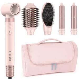 MESCOMB 5 in 1 High-Speed Hot Air Styler – Professional Frizz-Free Blow Dryer Brush, Fast Drying, No Heat Damage – Curl, Volumize, Straighten with Travel Bag MESCOMB 5 in 1 High-Speed Hot Air Styler – Professional Frizz-Free Blow Dryer Brush, Fast Drying, No Heat Damage – Curl, Volumize, Straighten with Travel Bag