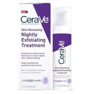 CeraVe Skin Renewing Nightly Exfoliating Treatment, Anti Aging Serum With 5% Blend Of Glycolic Acid & Lactic Acid, Wrinkles & Dark Spot Corrector For Face, Exfoliating Gel, 1.7 Oz CeraVe Skin Renewing Nightly Exfoliating Treatment, Anti Aging Serum With 5% Blend Of Glycolic Acid & Lactic Acid, Wrinkles & Dark Spot Corrector For Face, Exfoliating Gel, 1.7 Oz