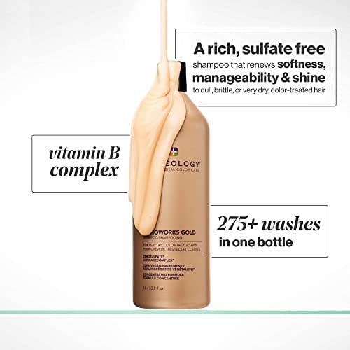 Pureology Nanoworks Gold Shampoo | For Very Dry, Color-Treated Hair | Renews Softness & Shine | Sulfate-Free | Vegan - Image 3
