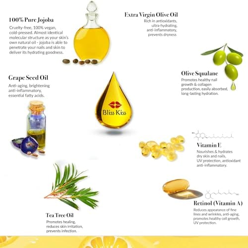 Bliss Kiss | Crisp Fragrance | Nail Oil Cuticle Dropper w/Vitamin E & Jojoba⏤Nail Strengthener Nail Growth Serum for Brittle Peeling Breaking Thin Nails | 0.5oz | - Image 6