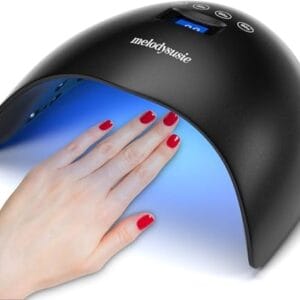 MelodySusie 48W LED UV Nail Lamp – Black, Energy Efficient, 365nm-405nm Wavelength, Compatible with Most Gels, 4 Timer Settings, Infrared Sensor, User-friendly Design, Widely Applications