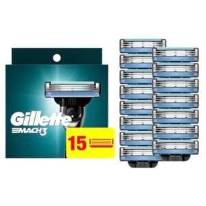 Gillette Mach3 Razor Refills for Men, 15 Razor Blade Refills Gillette Mach3 Razor Refills for Men, 15 Razor Blade Refills