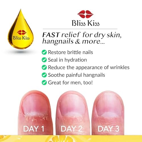 Bliss Kiss | Crisp Fragrance | Nail Oil Cuticle Dropper w/Vitamin E & Jojoba⏤Nail Strengthener Nail Growth Serum for Brittle Peeling Breaking Thin Nails | 0.5oz | - Image 2
