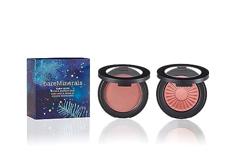 bareMinerals Limited Edition Glow Giver Blush & Bronzer Duo, GEN NUDE Powder Blush, GEN NUDE Blonzer Blush + Bronzer, Holiday Makeup Gift, Full-Size, Set of 2