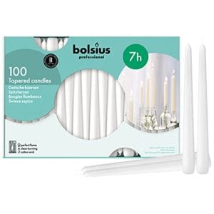 BOLSIUS White Taper Candles 100 Count Bulk Pack – 10 Inch Dinner Candle Set – 7+ Burn Hours – Premium European Quality – Smooth Flame – 100% Cotton Wick – Smokeless & Dripless Household Candlesticks BOLSIUS White Taper Candles 100 Count Bulk Pack – 10 Inch Dinner Candle Set – 7+ Burn Hours – Premium European Quality – Smooth Flame – 100% Cotton Wick – Smokeless & Dripless Household Candlesticks