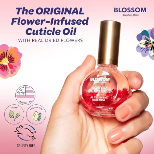 Blossom Cuticle Oil for Nails, Hydrating, Moisturizing, Scented Nail Oil Cuticle Care, Infused with Real Flowers, Made in USA, 0.5 fl. oz, Rose - Image 3