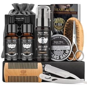 Isner Mile Beard Kit for Men, Grooming & Trimming Set with Beard Shampoo Wash, Beard Oil, Balm, Brush, Comb, Scissors & Storage Bag, Birthday Gifts Valentines Day Gifts for Him Dad Men Boyfriend Isner Mile Beard Kit for Men, Grooming & Trimming Set with Beard Shampoo Wash, Beard Oil, Balm, Brush, Comb, Scissors & Storage Bag, Birthday Gifts Valentines Day Gifts for Him Dad Men Boyfriend