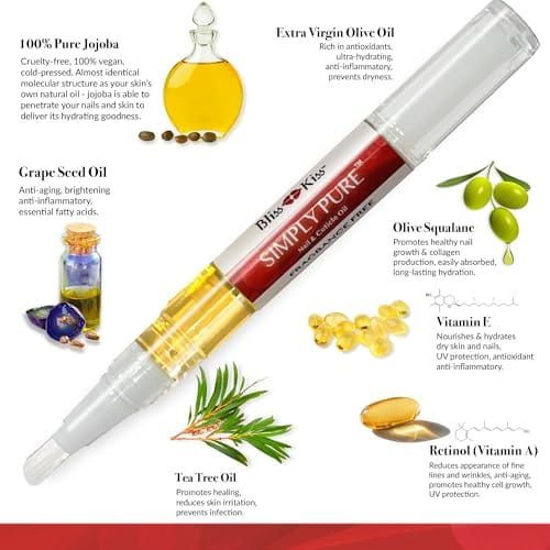 Bliss Kiss | Fragrance Free 4 Nail Oil Cuticle Pens w/Vitamin E & Jojoba⏤Nail Strengthener Nail Growth Serum for Brittle, Peeling, Breaking, Thin nails - Image 5