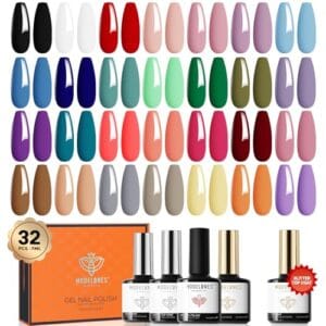 modelones 32 PCS Gel Nail Polish Set, 28 Colors Spring Gel Polish with No Wipe Base Coat, Glitter & Glossy & Matte Top Coat Black Brown Red Purple Soak Off LED Nail Art Kit Salon at Home modelones 32 PCS Gel Nail Polish Set, 28 Colors Spring Gel Polish with No Wipe Base Coat, Glitter & Glossy & Matte Top Coat Black Brown Red Purple Soak Off LED Nail Art Kit Salon at Home