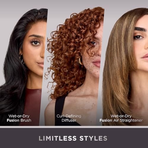 Shark FlexFusion Hair Straightener & Powerful Hair Dryer with Fusion Hair Brush, Ceramic Air Styler with Auto-Wrap Hair Curlers & Concentrator, Ceramic Plates, Cosmic Blush HD641S - Image 12