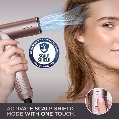 Shark FlexFusion Hair Straightener & Powerful Hair Dryer with Fusion Hair Brush, Ceramic Air Styler with Auto-Wrap Hair Curlers & Concentrator, Ceramic Plates, Cosmic Blush HD641S - Image 8