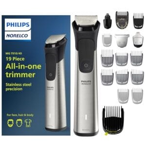 Philips Norelco Multigroom 7000 Series, All-in-One Trimmer, Beard Trimmer and Hair Clipper, 19-Piece Men's Grooming Kit for Beard, Head, Hair, Body, and Face, Soft Pouch, MG7910/49 Philips Norelco Multigroom 7000 Series, All-in-One Trimmer, Beard Trimmer and Hair Clipper, 19-Piece Men's Grooming Kit for Beard, Head, Hair, Body, and Face, Soft Pouch, MG7910/49