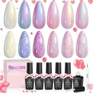 Beetles Pearl Gel Nail Polish, 6 Colors Shimmer Pearl White Pink Purple Mermaid Nail Drawing Gel Polish Soak Off Uv Gel Polish Swirl Shell Thread Effect DIY Manicure Valentine's Day Gift for Women Beetles Pearl Gel Nail Polish, 6 Colors Shimmer Pearl White Pink Purple Mermaid Nail Drawing Gel Polish Soak Off Uv Gel Polish Swirl Shell Thread Effect DIY Manicure Valentine's Day Gift for Women