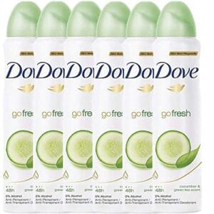 Dove Anti-Perspirant Deodorant Spray, Cucumber & Green Tea, Dry 48 Hour Protection 150 Ml (Pack of 6) Dove Anti-Perspirant Deodorant Spray, Cucumber & Green Tea, Dry 48 Hour Protection 150 Ml (Pack of 6)