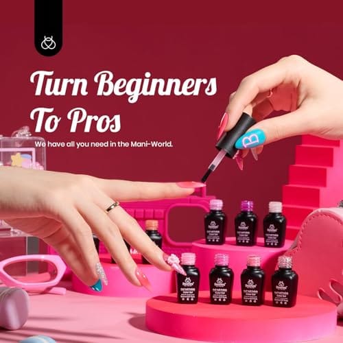 beetles Pink Gel Polish Set 20 Colors Hot Pink Alluring Sweetie Collection Nude Purple Glitter Red Uv Gel Manicure Kit with Base Glossy and Glitter Top Coat Valentine's Day Gifts for Women - Image 6