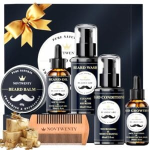 NOVTWENTY Beard Growth Kit – 7 Pcs Beard Care Kit for Men, Includes Beard Wash, Beard Oil&Growth Oil, Beard Conditioner, Beard Balm, Beard Comb, Gift Box Set for Boyfriend Husband Fathers NOVTWENTY Beard Growth Kit – 7 Pcs Beard Care Kit for Men, Includes Beard Wash, Beard Oil&Growth Oil, Beard Conditioner, Beard Balm, Beard Comb, Gift Box Set for Boyfriend Husband Fathers