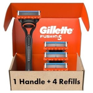 Gillette Fusion5 Razors for Men, 1 Razor, 4 Blade Refills, Lubrastrip for a More Comfortable Shave Gillette Fusion5 Razors for Men, 1 Razor, 4 Blade Refills, Lubrastrip for a More Comfortable Shave