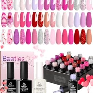 beetles Pink Gel Polish Set 20 Colors Hot Pink Alluring Sweetie Collection Nude Purple Glitter Red Uv Gel Manicure Kit with Base Glossy and Glitter Top Coat Valentine's Day Gifts for Women beetles Pink Gel Polish Set 20 Colors Hot Pink Alluring Sweetie Collection Nude Purple Glitter Red Uv Gel Manicure Kit with Base Glossy and Glitter Top Coat Valentine's Day Gifts for Women