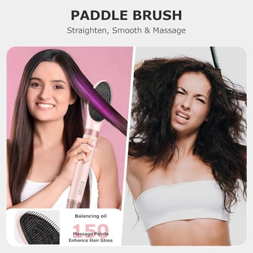 MESCOMB 5 in 1 High-Speed Hot Air Styler - Professional Frizz-Free Blow Dryer Brush, Fast Drying, No Heat Damage - Curl, Volumize, Straighten with Travel Bag - Image 5