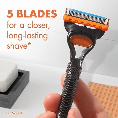 Gillette Fusion5 Razors for Men, 1 Razor, 4 Blade Refills, Lubrastrip for a More Comfortable Shave - Image 4