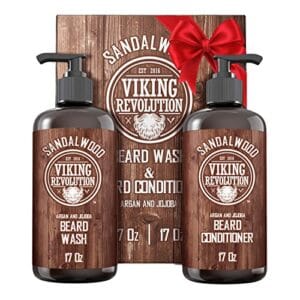 Viking Revolution Beard Wash & Beard Conditioner Set with Argan & Jojoba Oils – Softens and Strengthens – Natural Sandalwood Scent – Beard Shampoo with Beard Oil (17 oz) Viking Revolution Beard Wash & Beard Conditioner Set with Argan & Jojoba Oils – Softens and Strengthens – Natural Sandalwood Scent – Beard Shampoo with Beard Oil (17 oz)