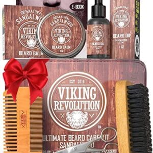 Viking Revolution Ultimate Grooming Kit for Men – Boar Brush, Wood Comb, Sandalwood Balm & Oil, Scissors for Beard & Mustache Viking Revolution Ultimate Grooming Kit for Men – Boar Brush, Wood Comb, Sandalwood Balm & Oil, Scissors for Beard & Mustache