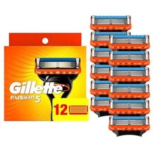 Gillette Fusion5 Razor Refills for Men, 5 Bladed Razor, with Precision Trimmer and Lubrastrip for a Close Shave, 12 Razor Blade Refills Gillette Fusion5 Razor Refills for Men, 5 Bladed Razor, with Precision Trimmer and Lubrastrip for a Close Shave, 12 Razor Blade Refills