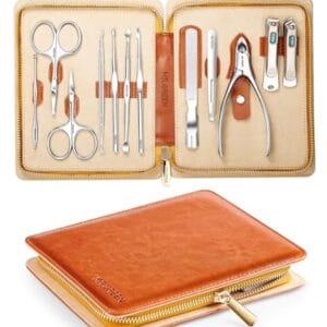 Manicure Set, Pedicure Sets, Nail Clipper Sets, Stainless Steel Professional Nail Cutter Kits with Travel Case (12 Count)