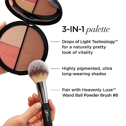 IT Cosmetics Your Most Beautiful You Anti-Aging Matte Bronzer, Radiance Luminizer & Brightening Blush Palette - With Hydrolyzed Collagen, Silk & Peptides - 0.78 Oz - Image 3